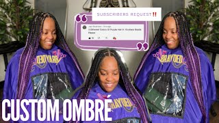3 Shades of Purple Custom Ombre'd Knotless Box Braids| Subscribers Request