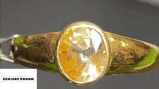 Gold Pukhraj Ring, Yellow Sapphire 2.17 ct/ GEM LIKE PARAM