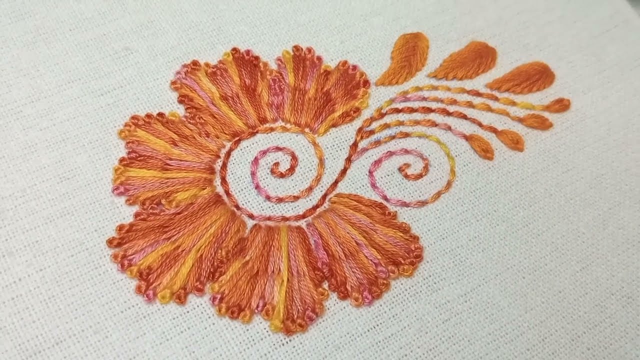 Elegant Spiral Flower Hand Embroidery | Hand Embroidery Design