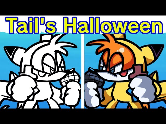 How to draw Tails - FNF: Tails' Halloween - Sketchok easy drawing guides