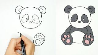 رسم سهل|رسم بندا | رسم حيوانات بطريقه سهله draw Panda 🐼