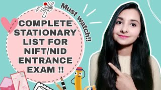 STATIONARY LIST FOR NIFT/ NID ENTRANCE EXAM |COMPLETE| NIFT 2021 | THINGS TO CARRY FOR NIFT/NID EXAM