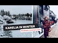 KARELIA IN WINTER, part II. Ruskeala mountain park, Belomorkanal, Russian stove. Slow russian vlog