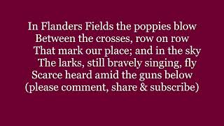 In Flanders Fields Song poem John McCrae Lyrics Words text Memorial Day poetry sing along song music