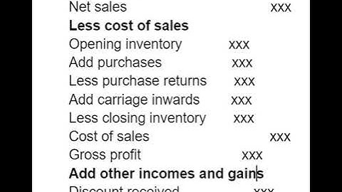 O level / IGSE Accounting Income statement basic format