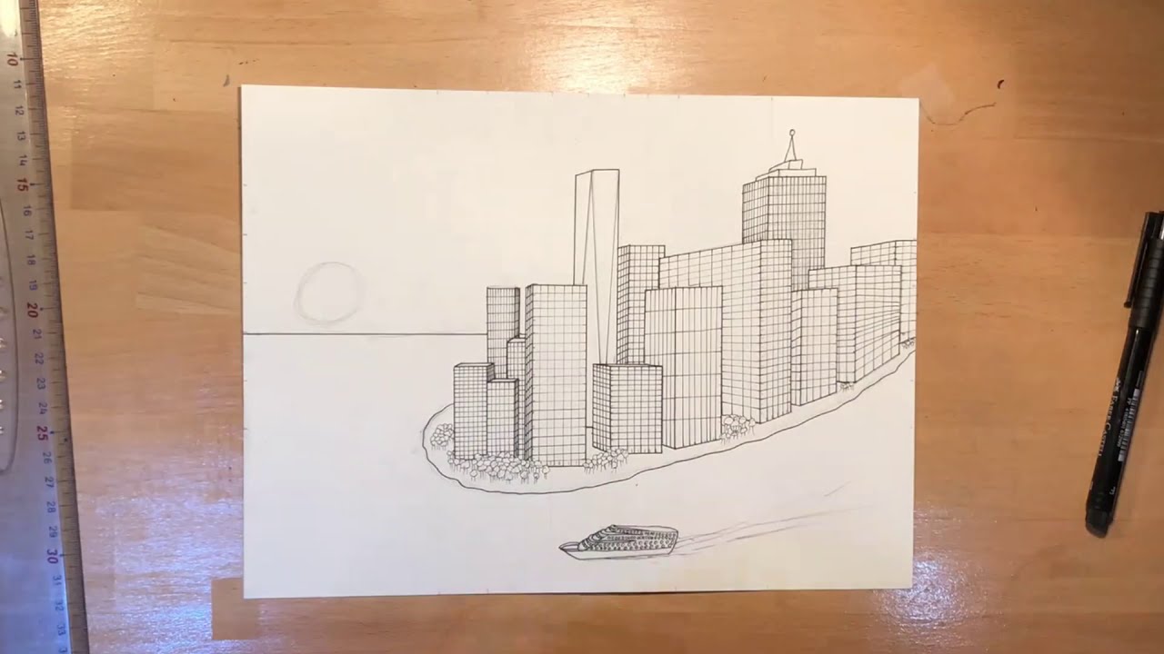 Dessin Facile New Yorker Freiheitsstatue Handgezeichnete Vektorgrafik