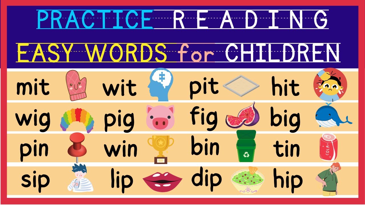 Practice Reading Easy Words For Children Phonics Beginners