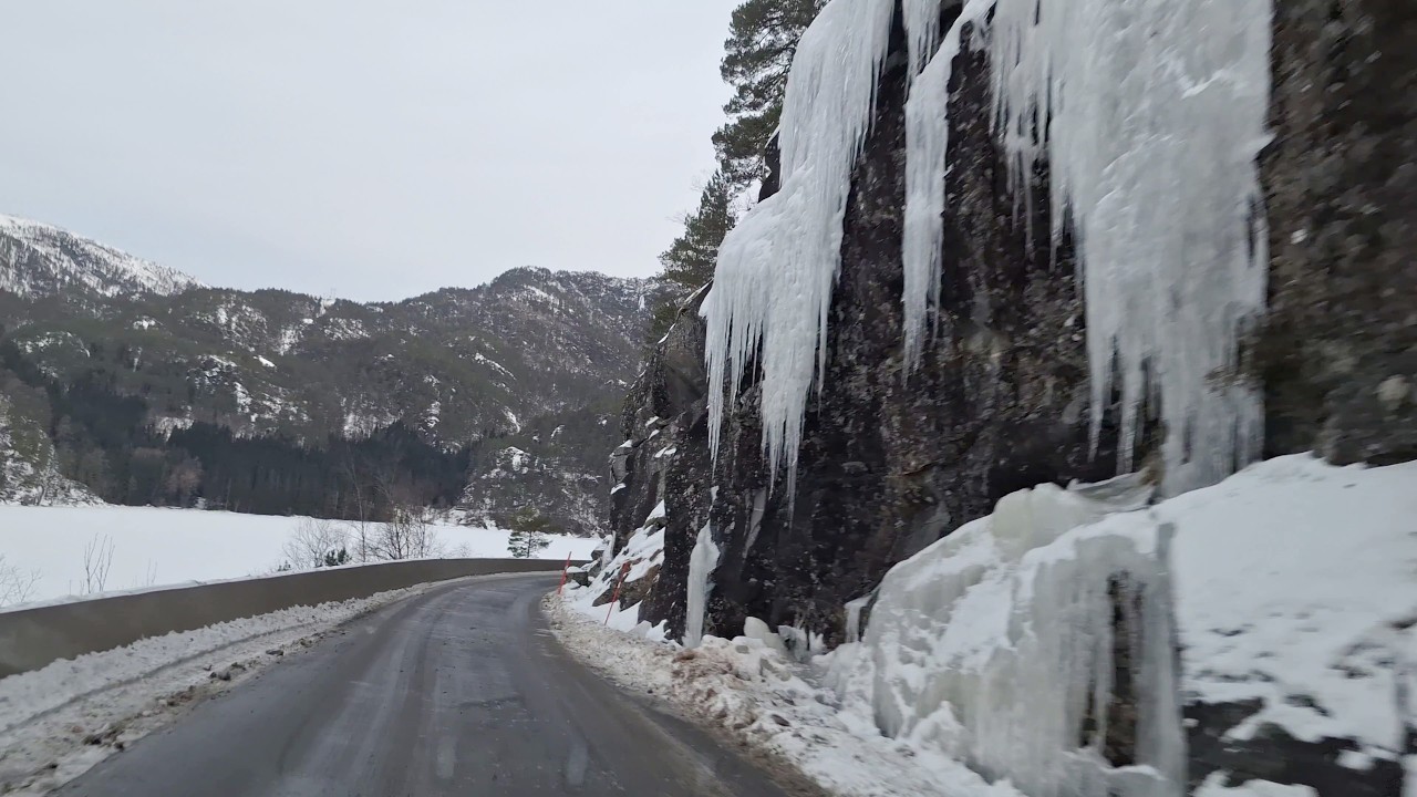 FV569 Dale to Romarheim through Modalen - an almost snowless winter, serene drive, little traffic