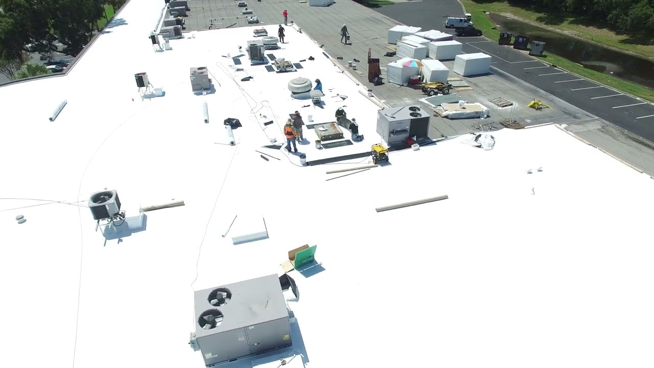 PVC Roof Over using 60 mil Mule-Hide Membrane, Mechanically Attached