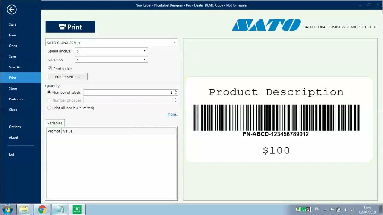 How to Create SBPL Command for SATO Printer using NiceLabel YouTube