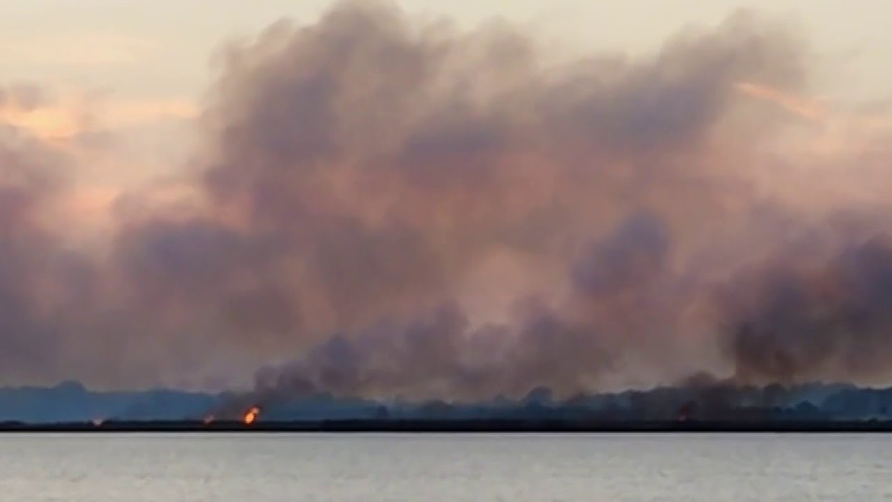 Brush fire burns in Brevard County - YouTube