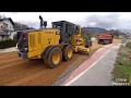 Motor Grader Finishing Big Road Construction -Skilled operator