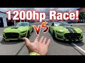 1200hp BATTLE! Two BUILT Motor 2020 GT500’s Roll Race after Overhauls!