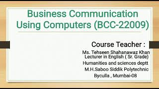 Unit one : BCC (22009) # Common to all  Diploma in Engineering Programmes