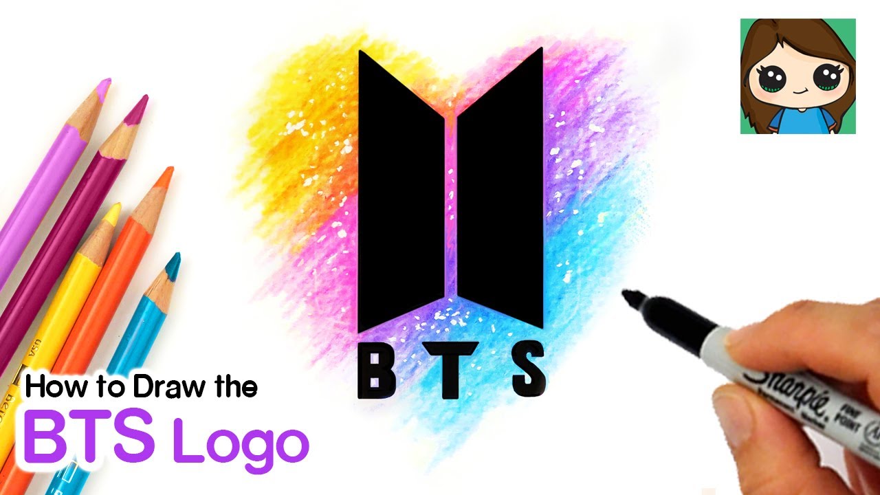 How to Draw the BTS Logo  Galaxy Heart Background - YouTube