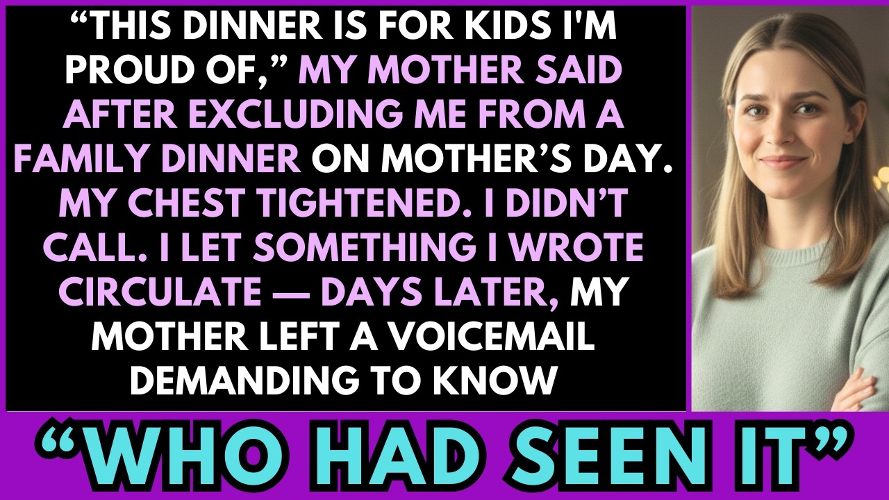 Mom Excluded Me on Mother’s Day — Then Panicked When What I Wrote Circulate