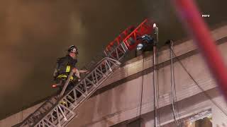 3rd Alarm Fire At Site Of Prior Fatal Shooting 7th Ave. - Manhattan 