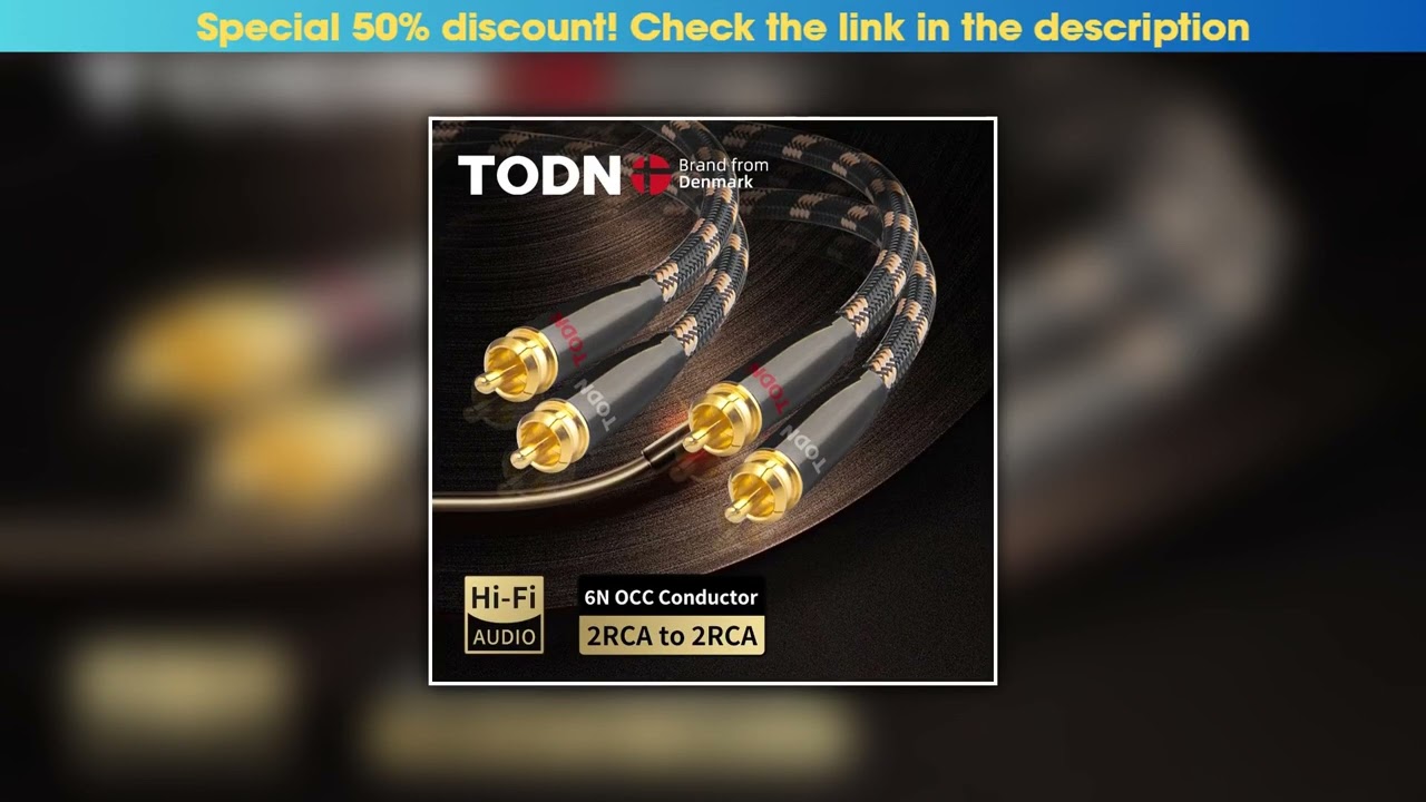 Review TODN rca cable 6N occ hifi 2rca to 2rca high-end audio cables for Amplifier DAC DAP male to•