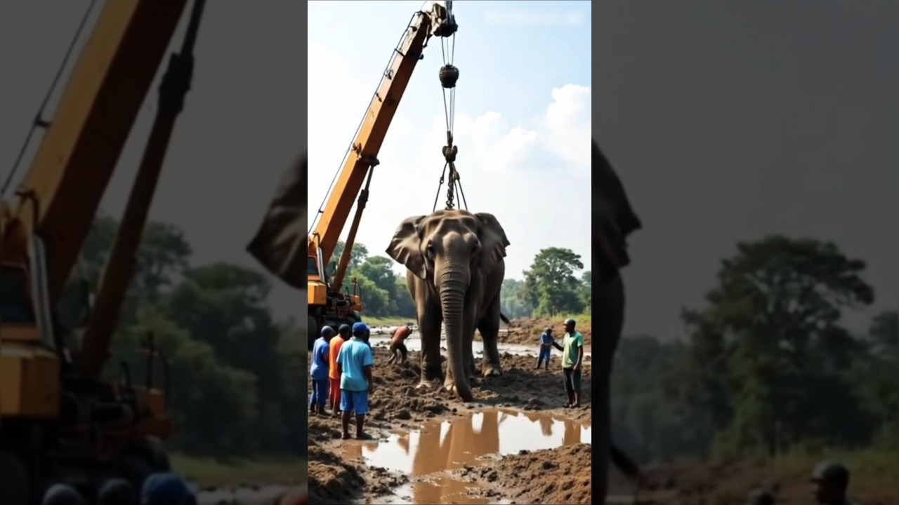 Dramatic rescue of an elephant stuck in mud
