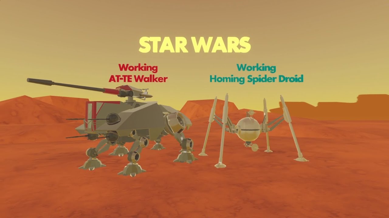 RecRoom Working AT-TE Walker and OG-9 Homing Spider Droid Mechs Invention Cinematic Showcase
