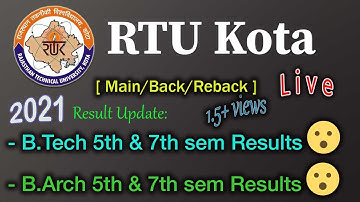 Live🛑 : RTU results Update🔥 | RTU B.Tech & B.Arch result Update | RTU Kota