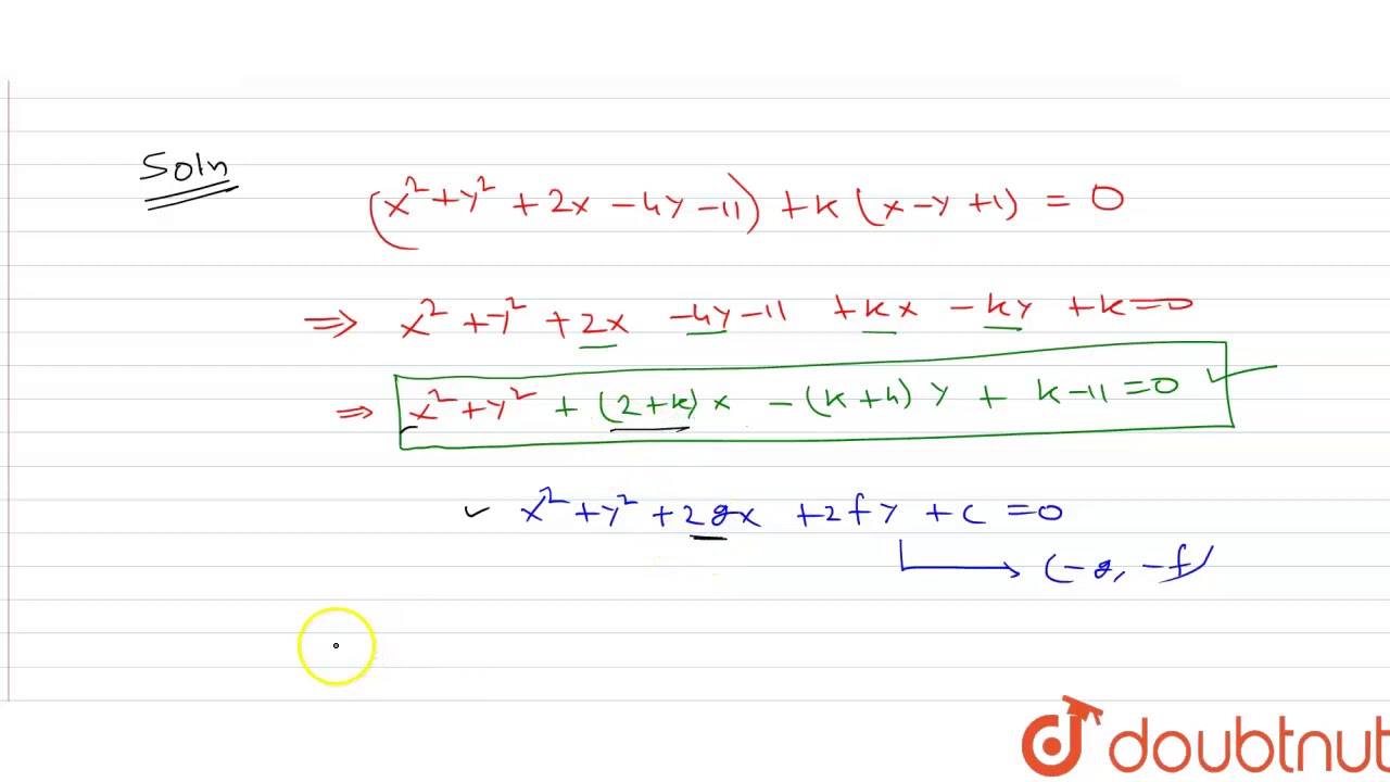 The Circle X 2 Y 2 2x 4y 11 0 And The Line X Y 1 0 Intersect At A And B Find The Youtube