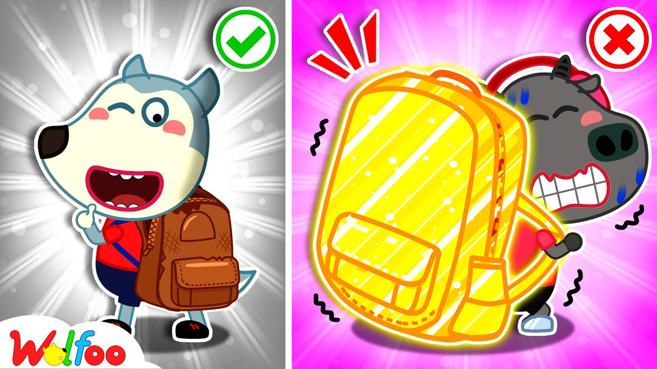 Wolfoo & Bufo Giant Backpack Blunders at School - Funny Stories