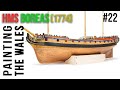 Restoration  upgrading of the hms boreas 1774 model 22  airbrushing the wales and making stand