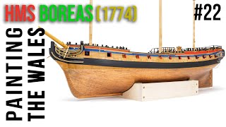 Restoration & Upgrading of the HMS BOREAS (1774) model #22 - Airbrushing the WALES and making STAND