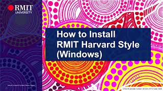 How to install RMIT Harvard Style (Windows)