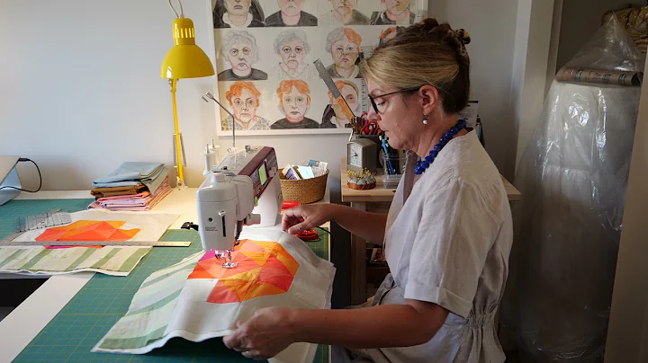 Short clip of Nicki Voss sewing a quilt panel.
