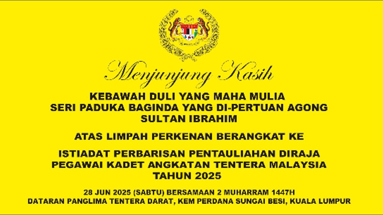 ((LIVE)) ISTIADAT PERBARISAN PENTAULIAHAN DIRAJA PEGAWAI KADET ANGKATAN TENTERA MALAYSIA TAHUN 2025