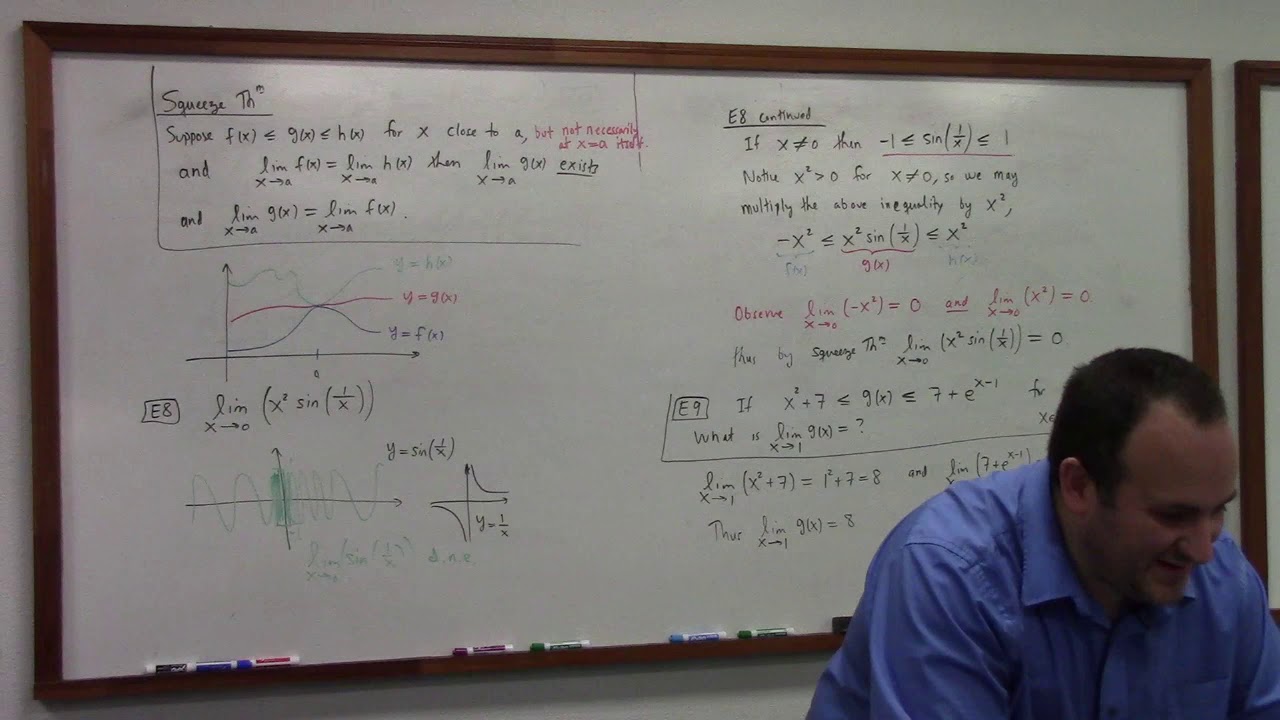 Calculus 1: limit examples, Squeeze Theorem, 1-22-21 part  2