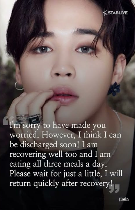 BTS' Jimin Reassure Fans That He is Recovering Well Through Weverse Updates