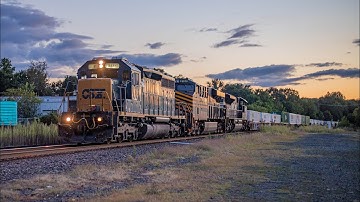 Ex PRR SD40-2 leads NS 264 reroute with the NKP heritage unit trailing
