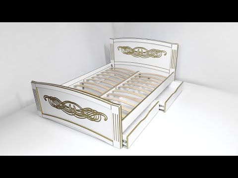 საწოლი \"ერთნახევრიანი\" ოქროსფერი ორნამენტებით