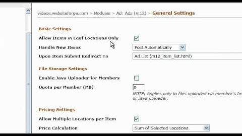 Ad Module Basic Settings - Websiteforge Ecommerce Website