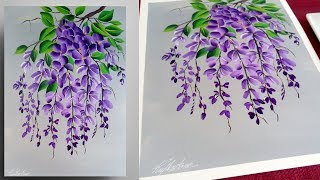 STEP by STEP Painting For Beginners - Easy Acrylic Painting - PURPLE - Simple Floral Painting