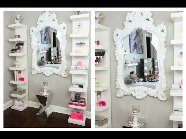 DIY IKEA Lack Shelf  Glam Beauty Room Makeup Organizer 