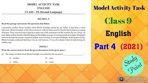 Class 9 || English || Model Activity Task || Part -  4 || 2021