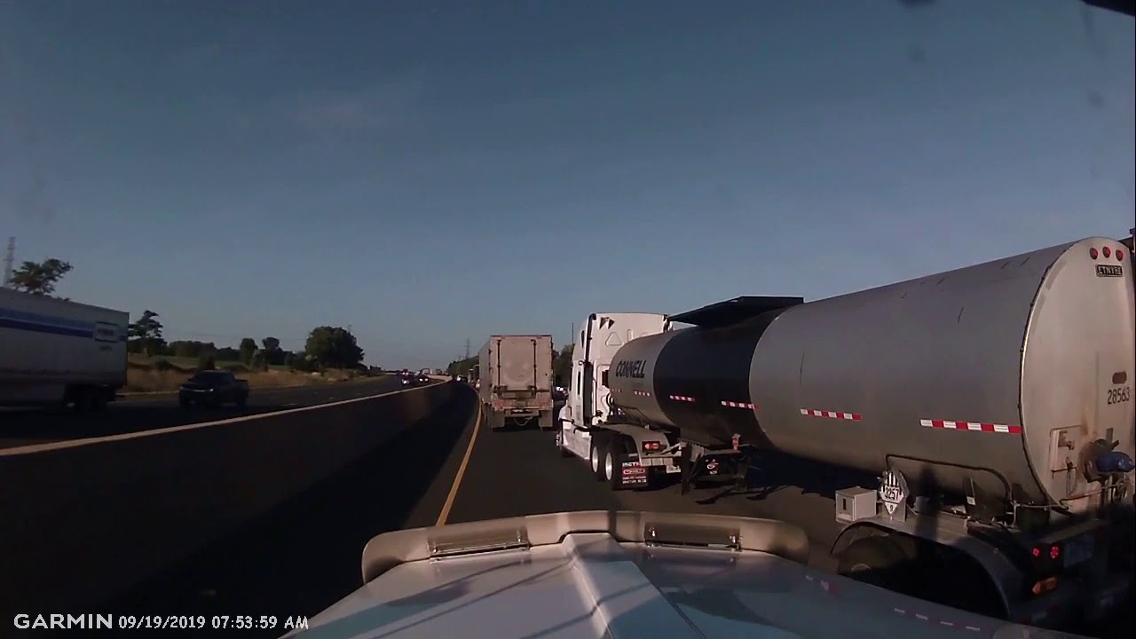 Tractor Trailer Catches Fire - Shuts Highway Down - YouTube