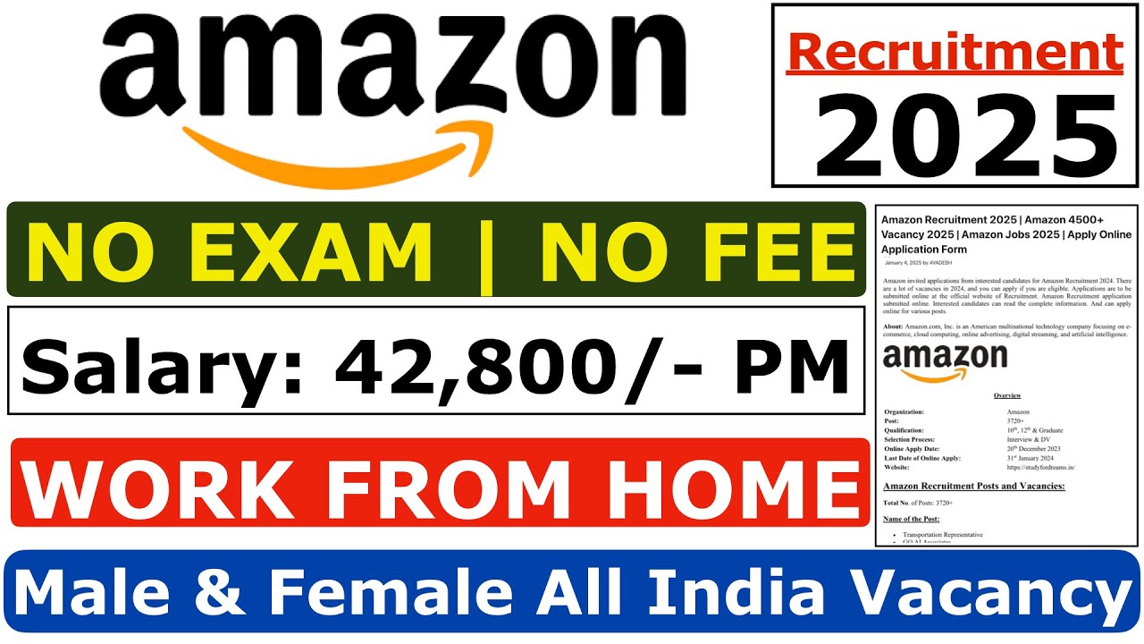 rewrite this title Amazon Recruitment 2025 | Amazon 10th & 12th Remote Jobs | Amazon Vacancy 2025 | Amazon Jobs 2025 rewrite this title Amazon Recruitment 2025 | Amazon 10th & 12th Remote Jobs | Amazon Vacancy 2025 | Amazon Jobs 2025