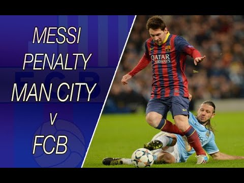 Lionel Messi Penalty Manchester City v FC Barcelona Champions League 2014