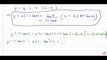 Find the equation of tangent to the curve `x=a(theta+sintheta)`,`y=a(1-costheta)` at a point `t...