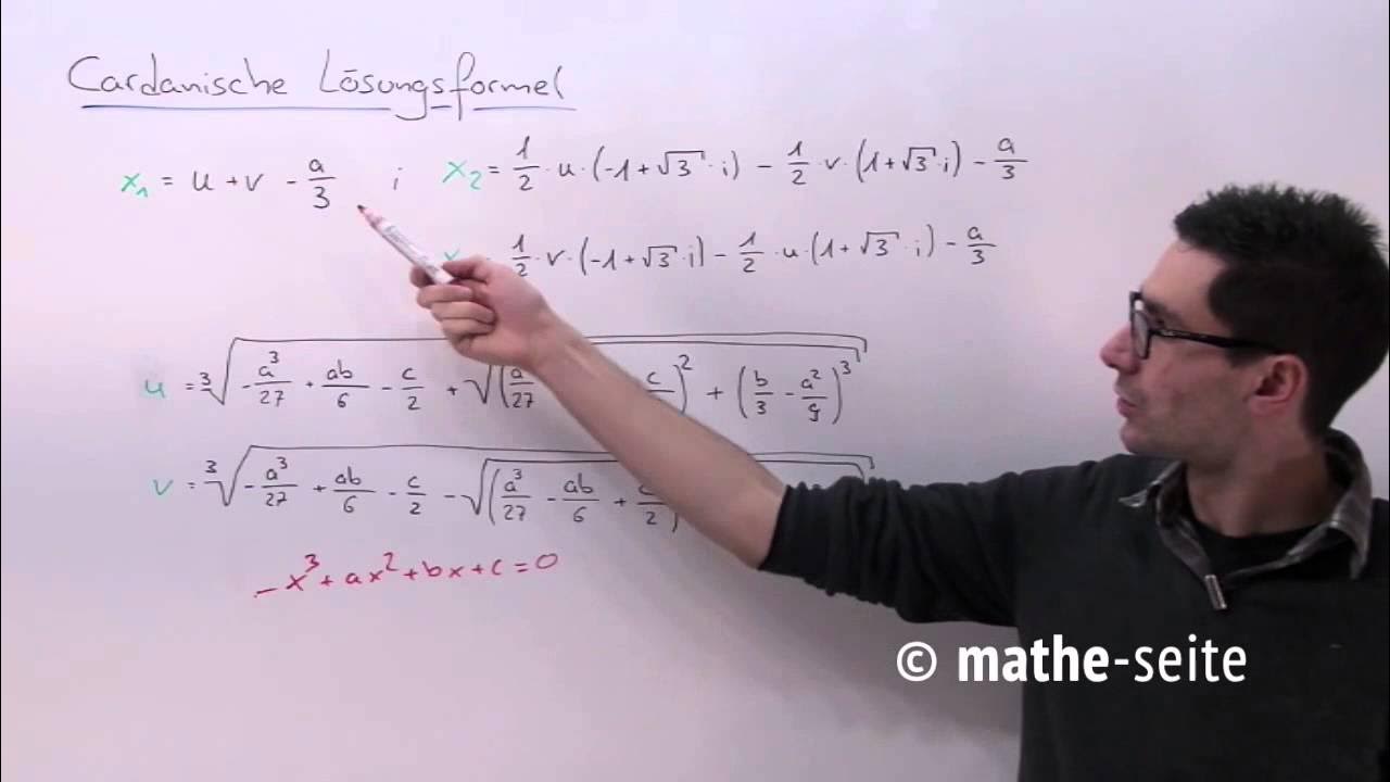 Cardanische Formel zur Lösung einer Gleichung dritten Grades A.54.08 YouTube