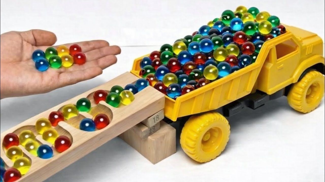 Marble Run Race ☆ HABA Slope | Toy Truck Marble Challenge | ASMR Sounds