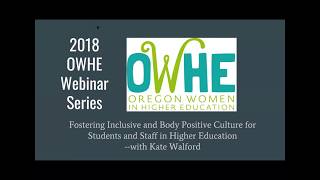 Fostering Inclusive & Body Positive Culture for Students and Staff in Higher Education