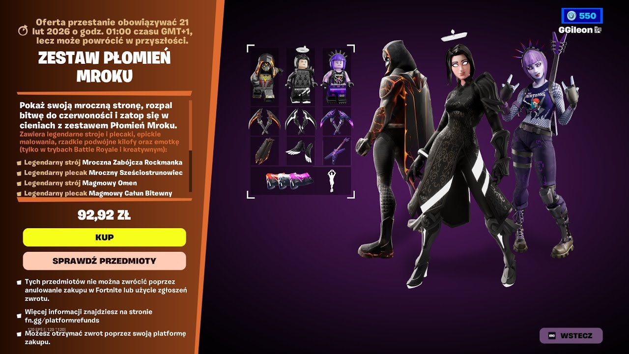 SKLEP FORTNITE 22.01.2026 *ZESTAW PŁOMIEŃ MROKU POWRÓT, IRON SPIDER, JOY, DESDEMONA, OLEANDER*