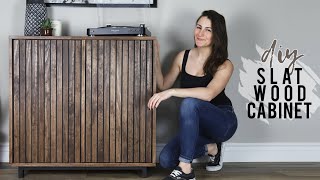 DIY Slat Wood Storage Cabinet