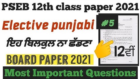 Elective punjabi paper pseb board model test papers pattern 2020